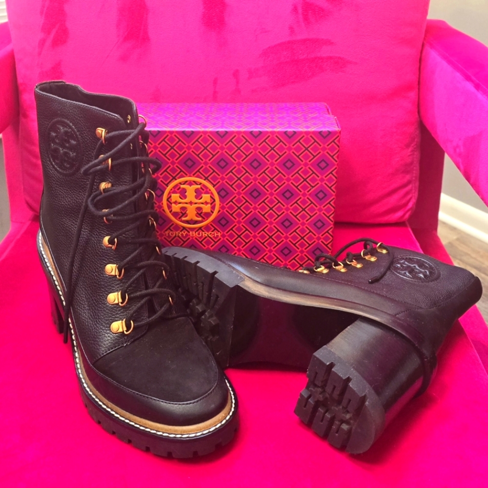 Tory Burch Leather suede black booties size 9.5